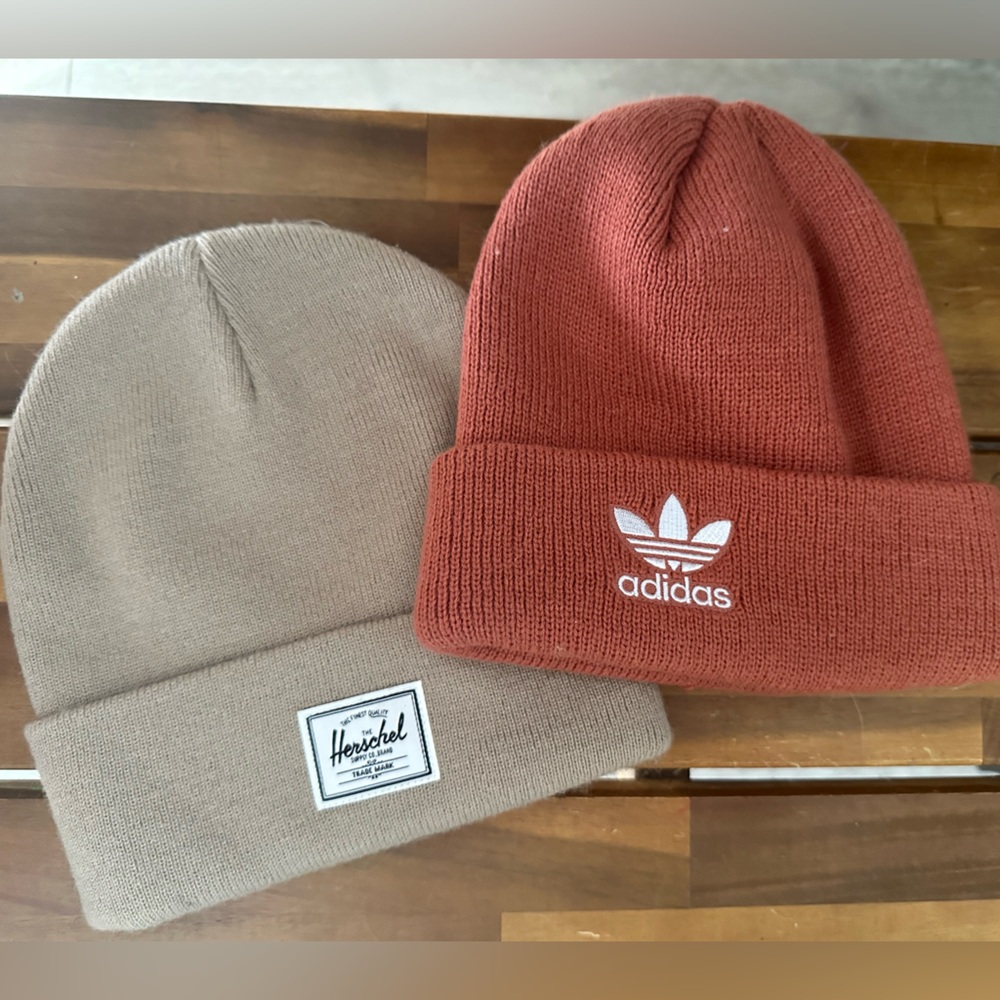 Adidas and Herschel Beanie Set - Sienna and neutral Tan